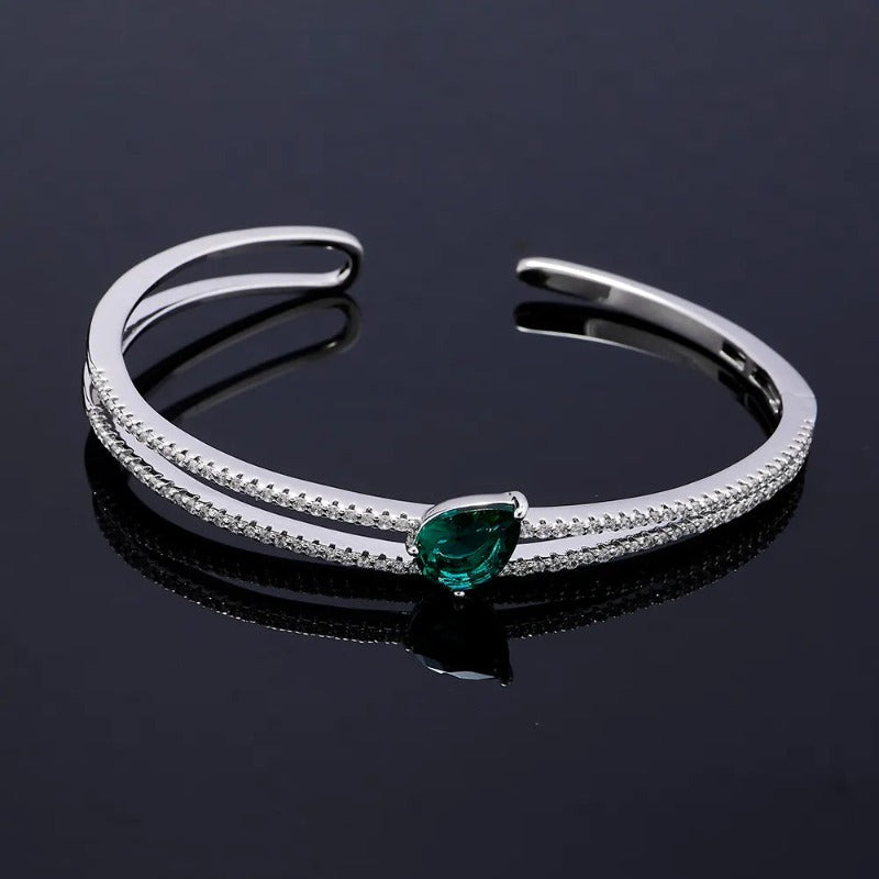 Bracelete Prata com Esmeralda