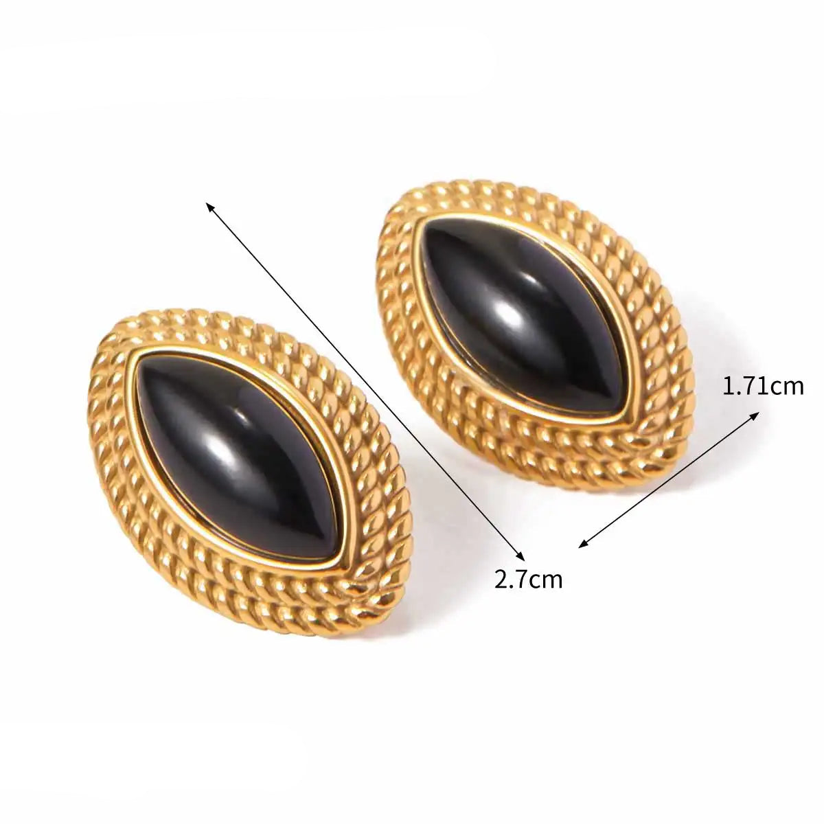 Brinco Rubi Black Vintage Banhado A Ouro 18K