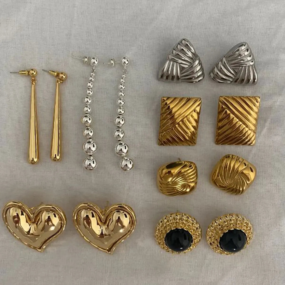 Conjunto De Brinco De luxo Banhado A Ouro 18K Composto por 7 peças