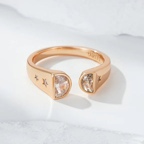 Anel Ajustável Com Pedra de Zirconia banhado a Ouro 18K (Rose)