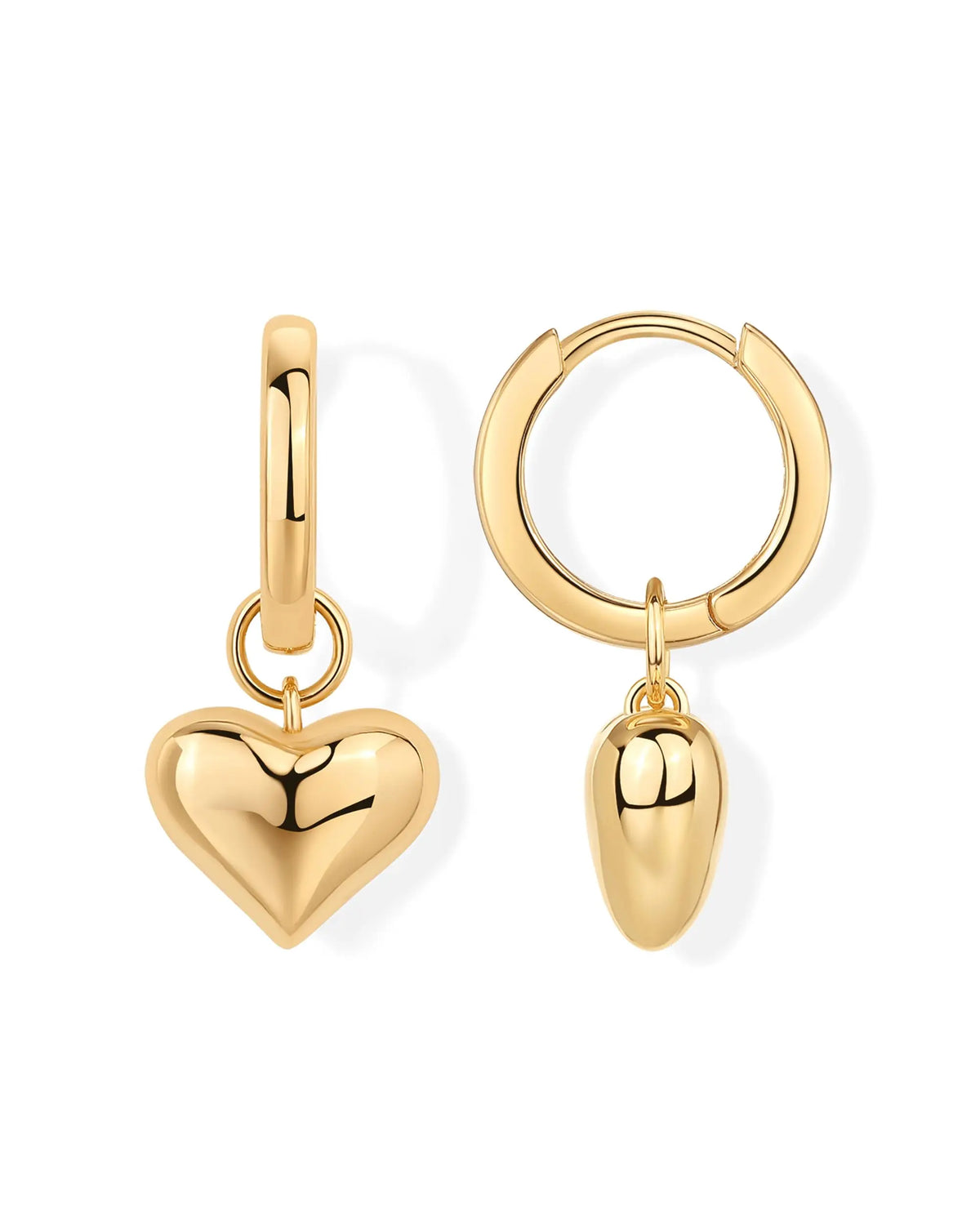 Brinco De Argola Heart Banhado A Ouro 18K