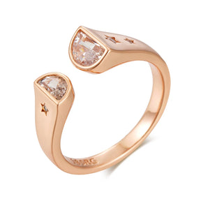 Anel Ajustável Com Pedra de Zirconia banhado a Ouro 18K (Rose)